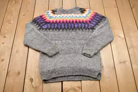 1980 Vintage 100% Baby Alpaca Hand Knit Sweater / Made in Bolivia / Vintage 90s Crewneck / Pattern Sweater / Hand Knit / Pullove