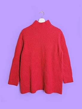 90's Virgin Wool Cable Knit Pink Sweater - size S-M