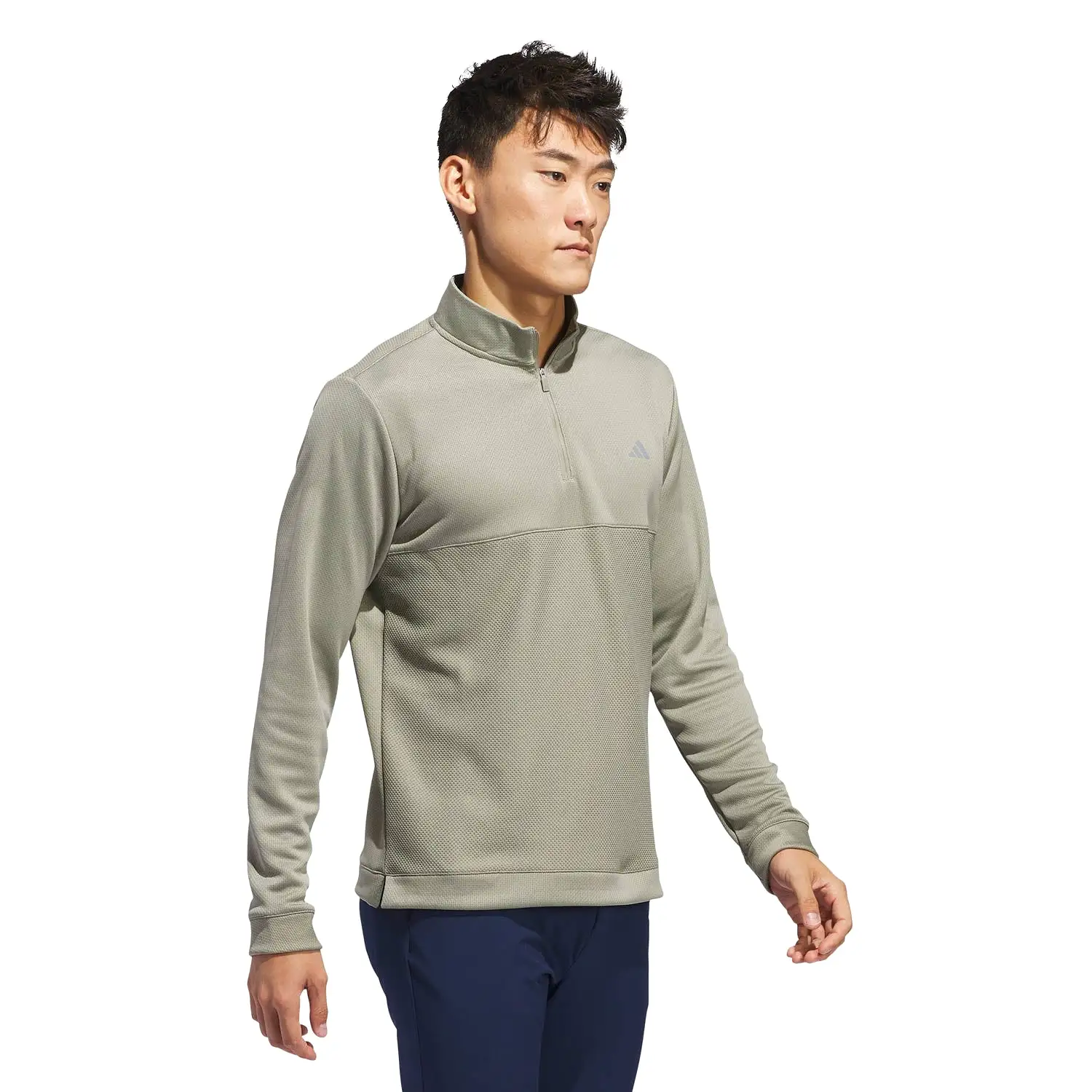 adidas Golf Ultimate365 Textured Half Zip Pullover - Silver Pebble