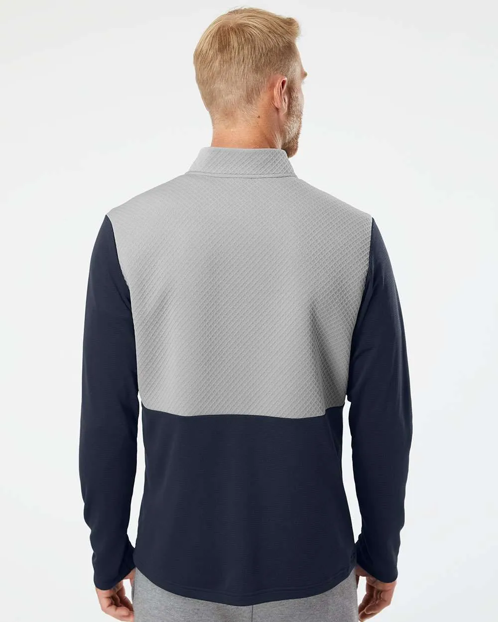 Adidas Textured Mixed Media Quarter-Zip Pullover