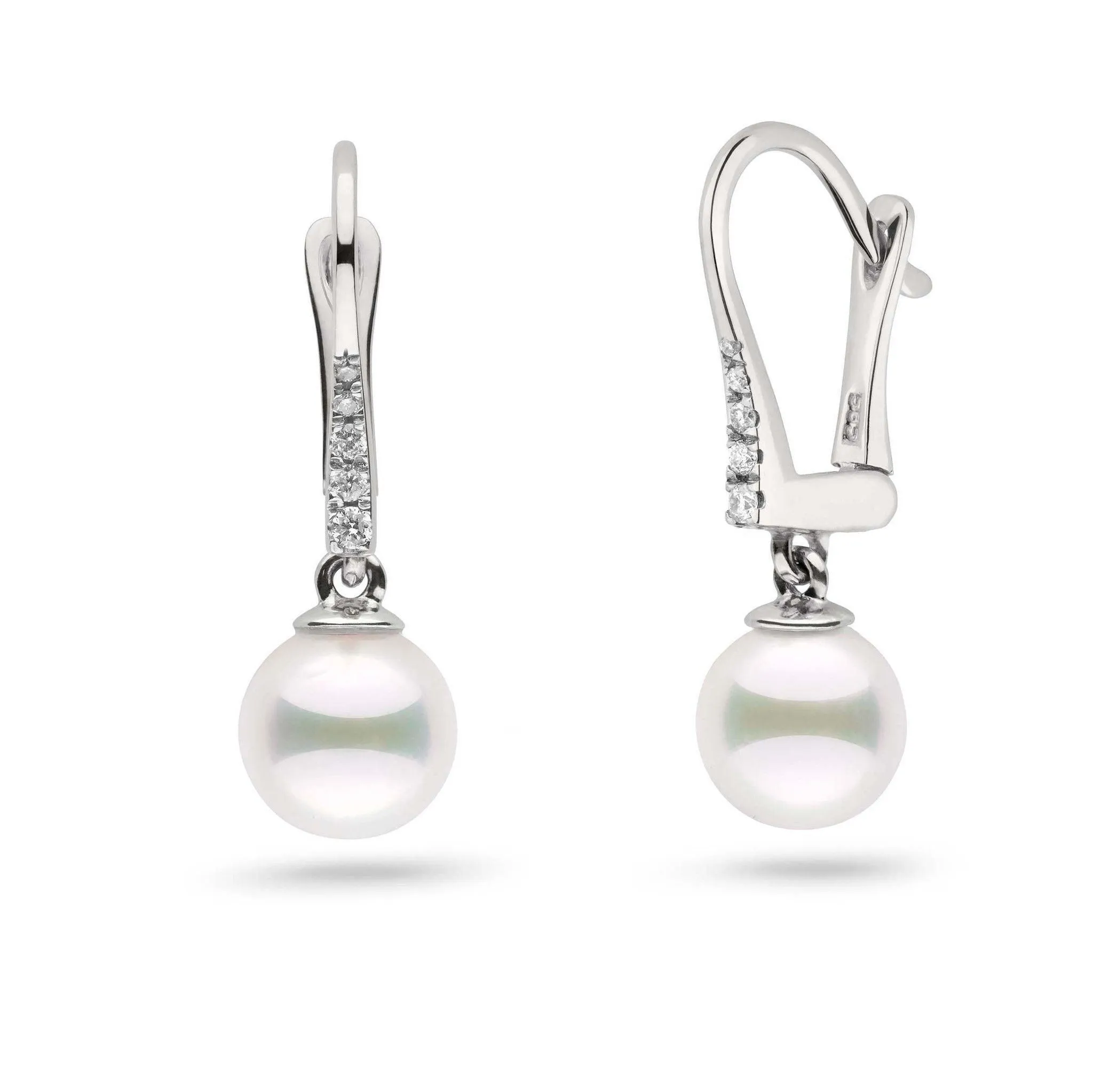 Allure Collection Akoya 7.0-7.5 mm Pearl & Diamond Dangle Earrings