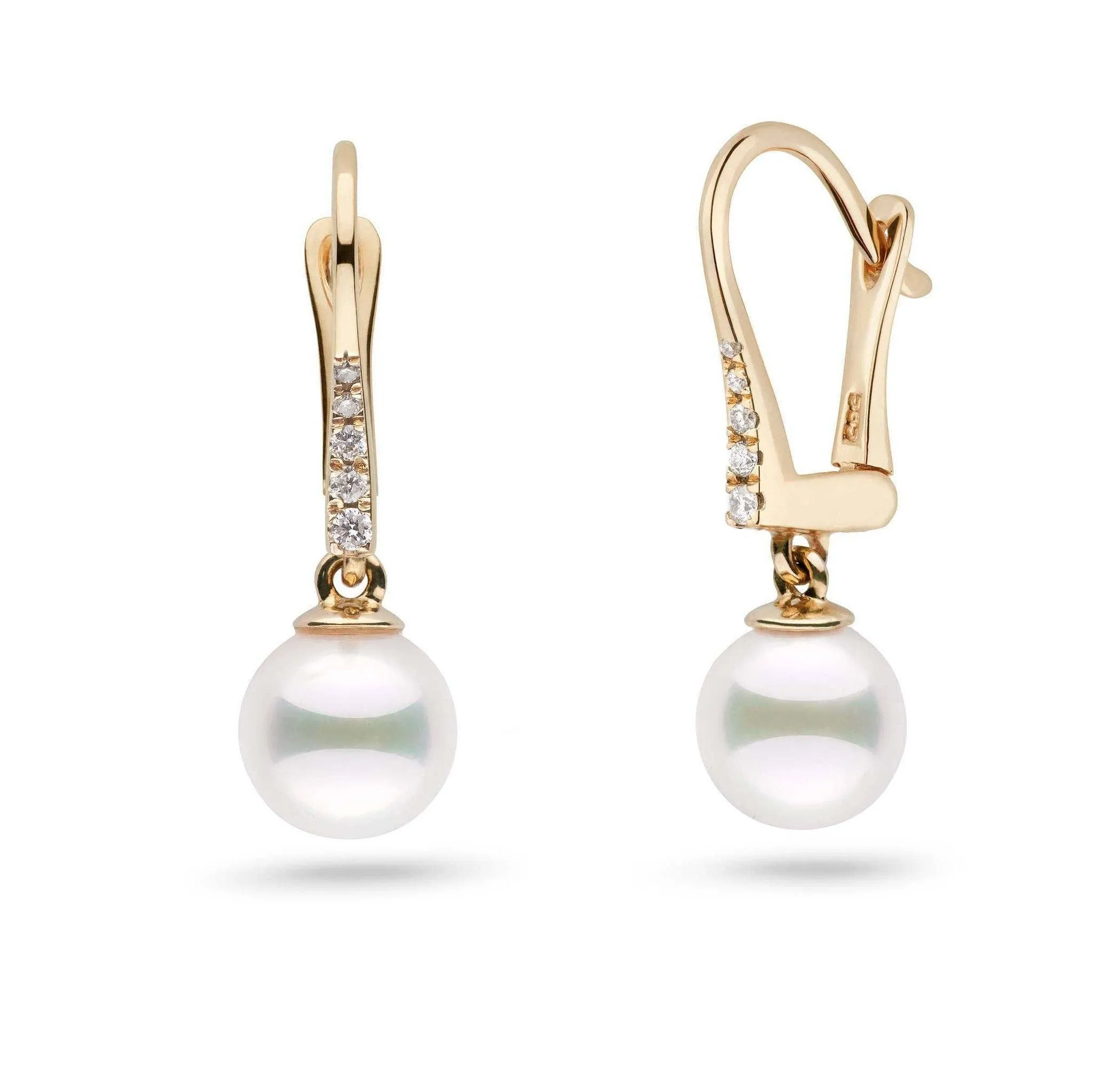 Allure Collection Akoya 7.0-7.5 mm Pearl & Diamond Dangle Earrings