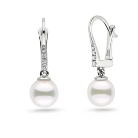 Allure Collection Akoya 7.5-8.0 mm Pearl & Diamond Dangle Earrings