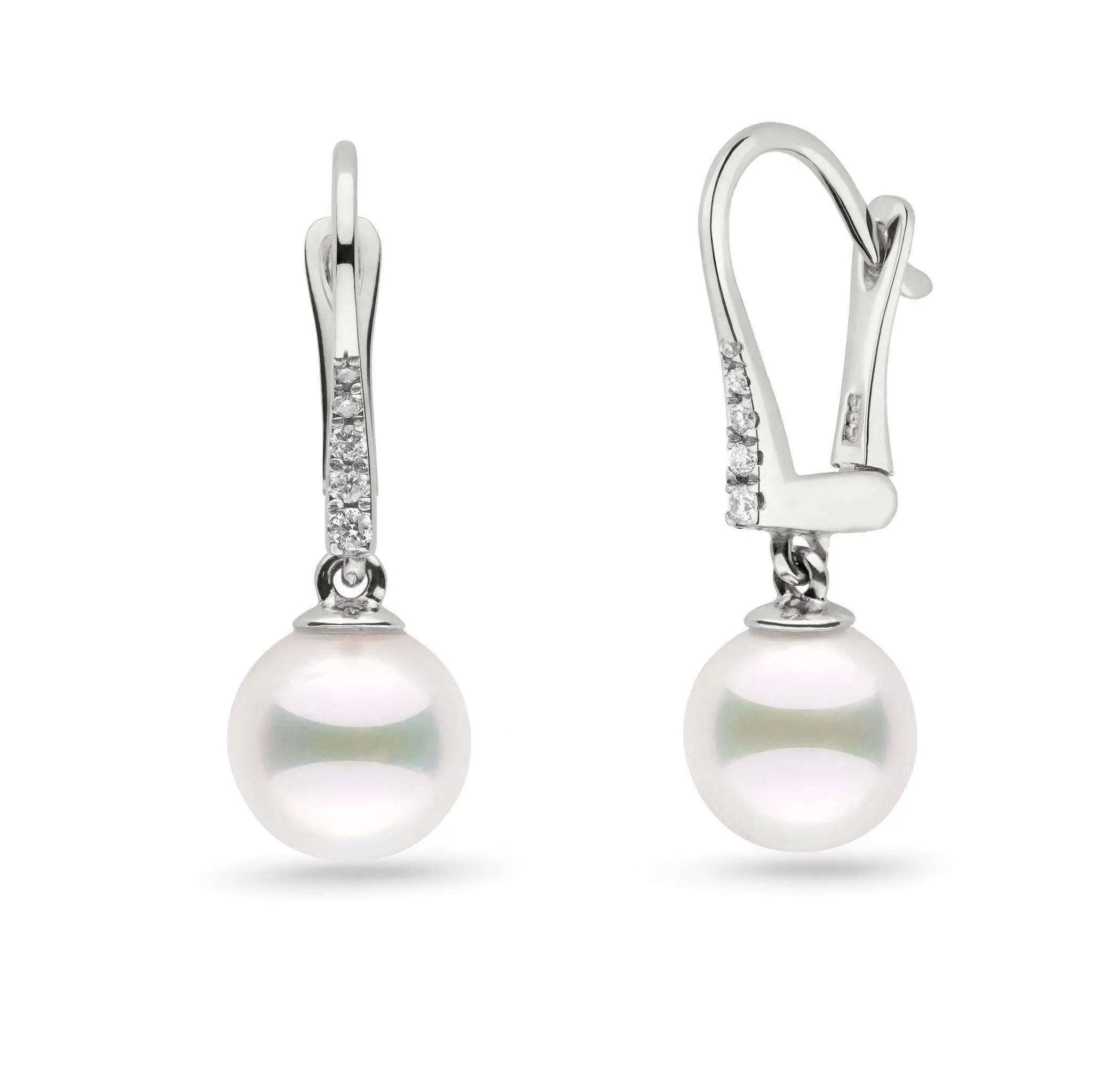 Allure Collection Akoya 8.0-8.5 mm Pearl & Diamond Dangle Earrings