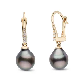 Allure Collection Tahitian Drop 8.0-9.0 mm Pearl & Diamond Dangle Earrings