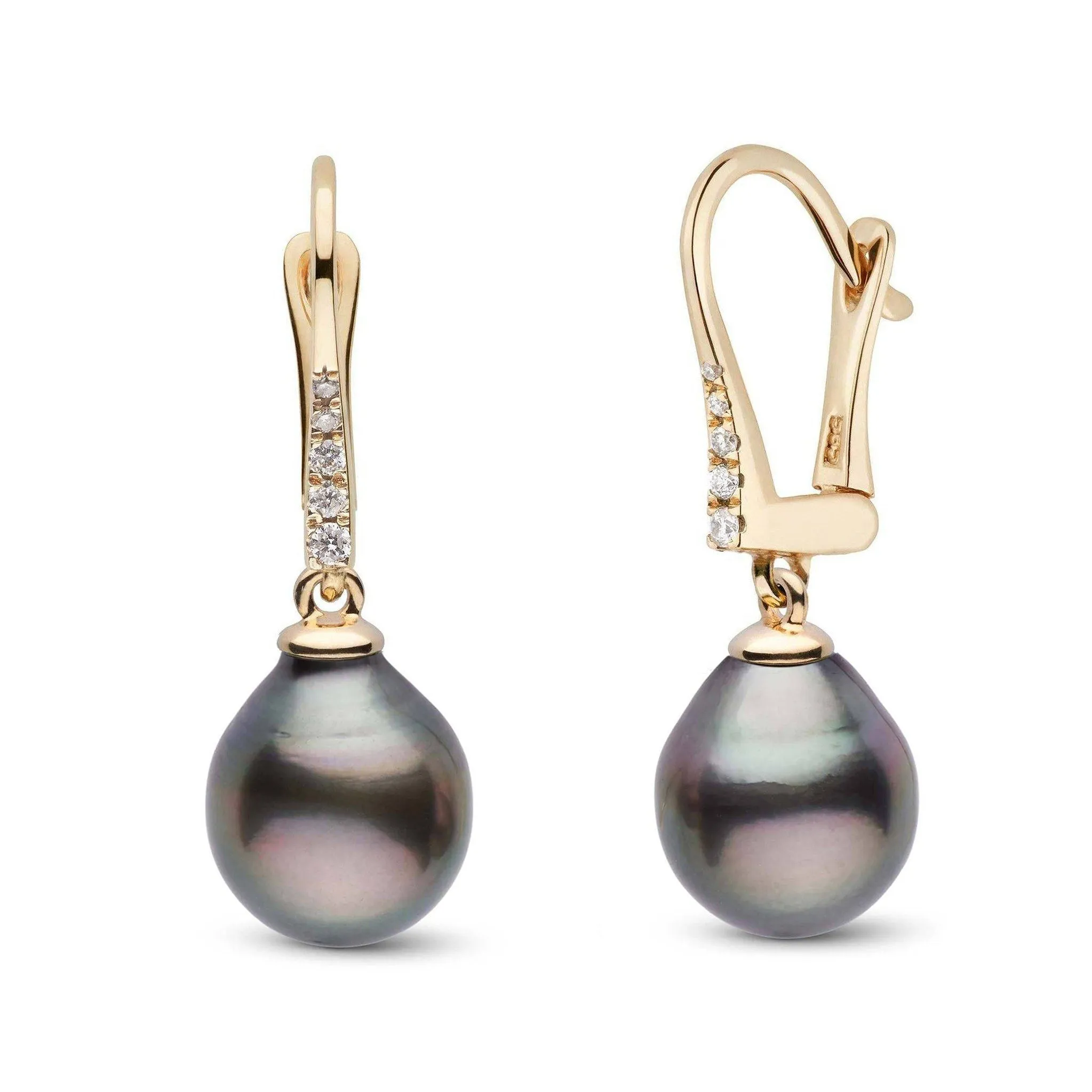 Allure Collection Tahitian Drop 9.0-10.0 mm Pearl & Diamond Dangle Earrings