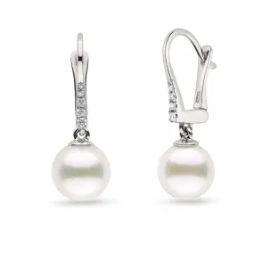 Allure Collection White Freshadama Freshwater 8.5-9.0 mm Pearl & Diamond Dangle Earrings