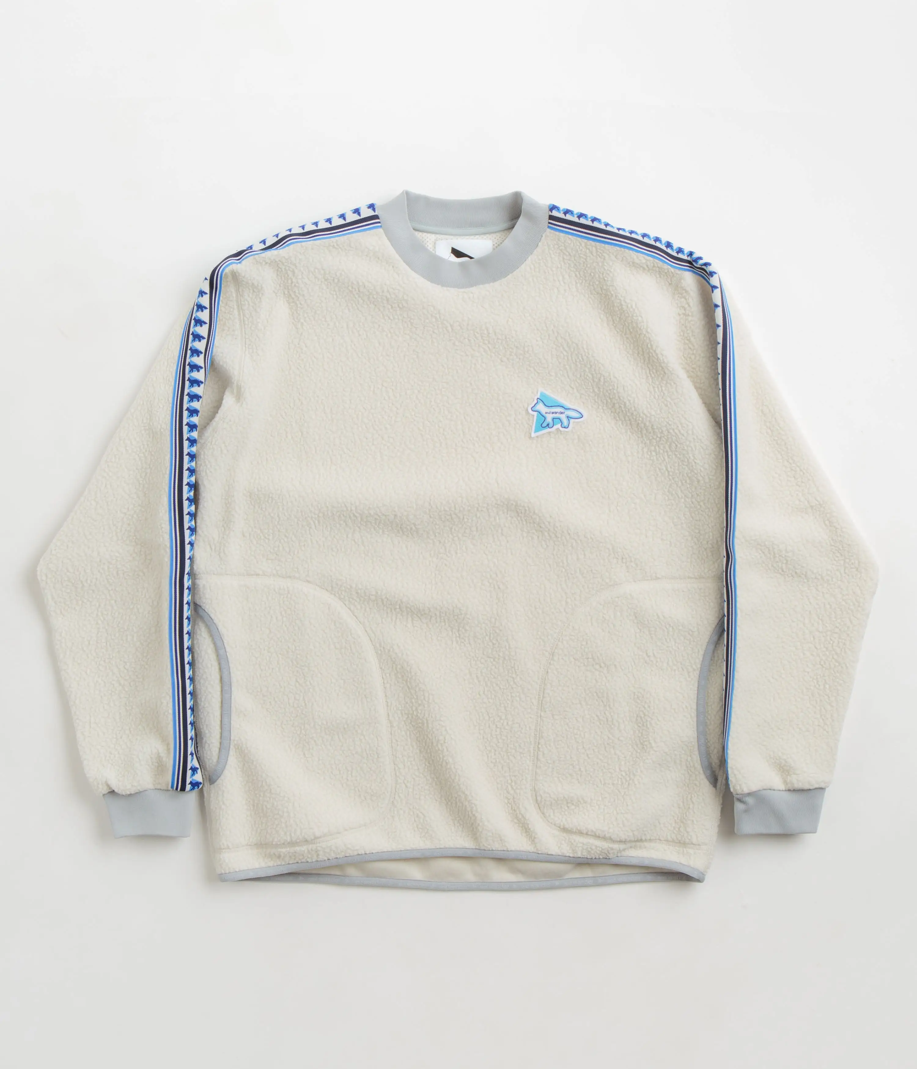 and wander x Maison Kitsune Pullover Fleece Sweatshirt - White