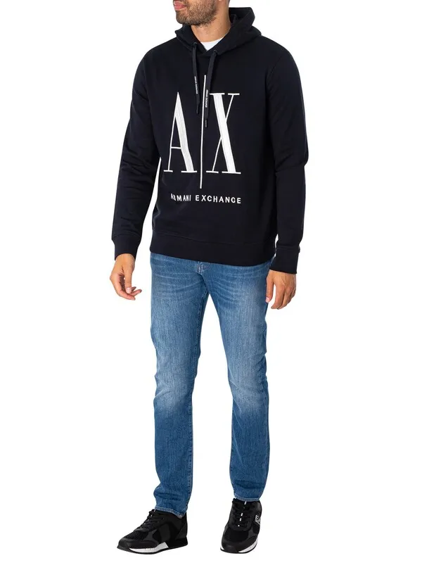 Armani Exchange Graphic Pullover Hoodie - Navy