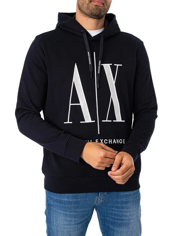 Armani Exchange Graphic Pullover Hoodie - Navy