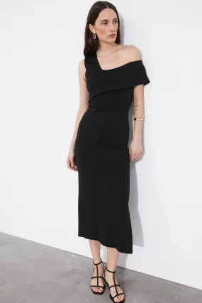 Asymmetric One-Shoulder Midi Dress - Asymmetric neckline - Sleeveless - Black - Ladies | H&M GB