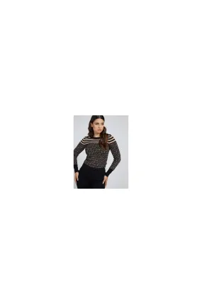 Black jacquard striped Sweater GUESS logo-UNAS1 Guess with discounts-Jacquard Sweaters woman 2021-Leeds