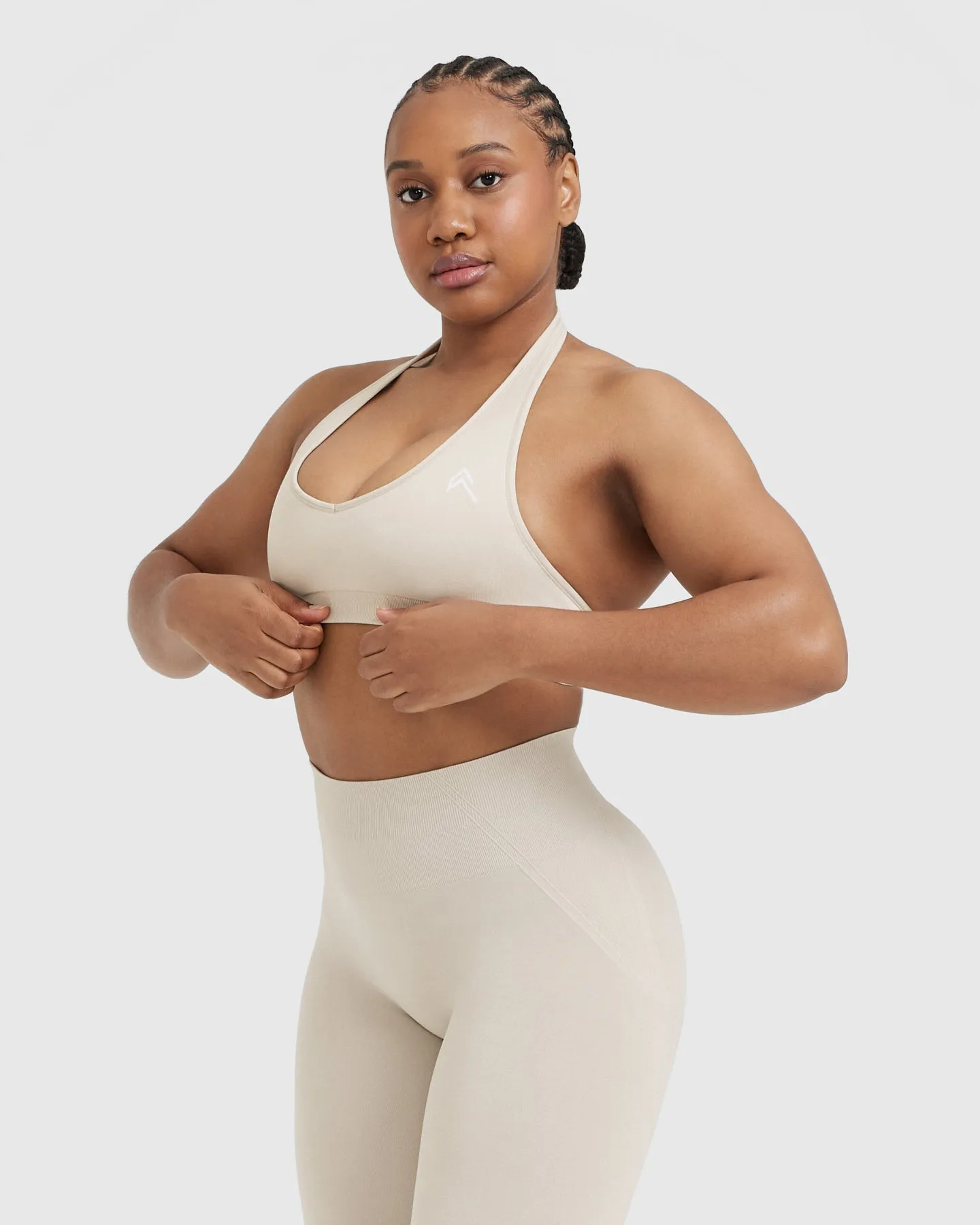 Classic Seamless 2.0 Halter Neck Bralette | Sand Marl