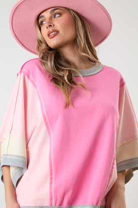 Color Block Thermal Oversized T-Shirt