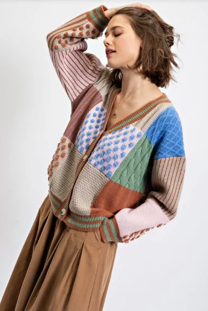 Color Blocked Sweater Cardigan