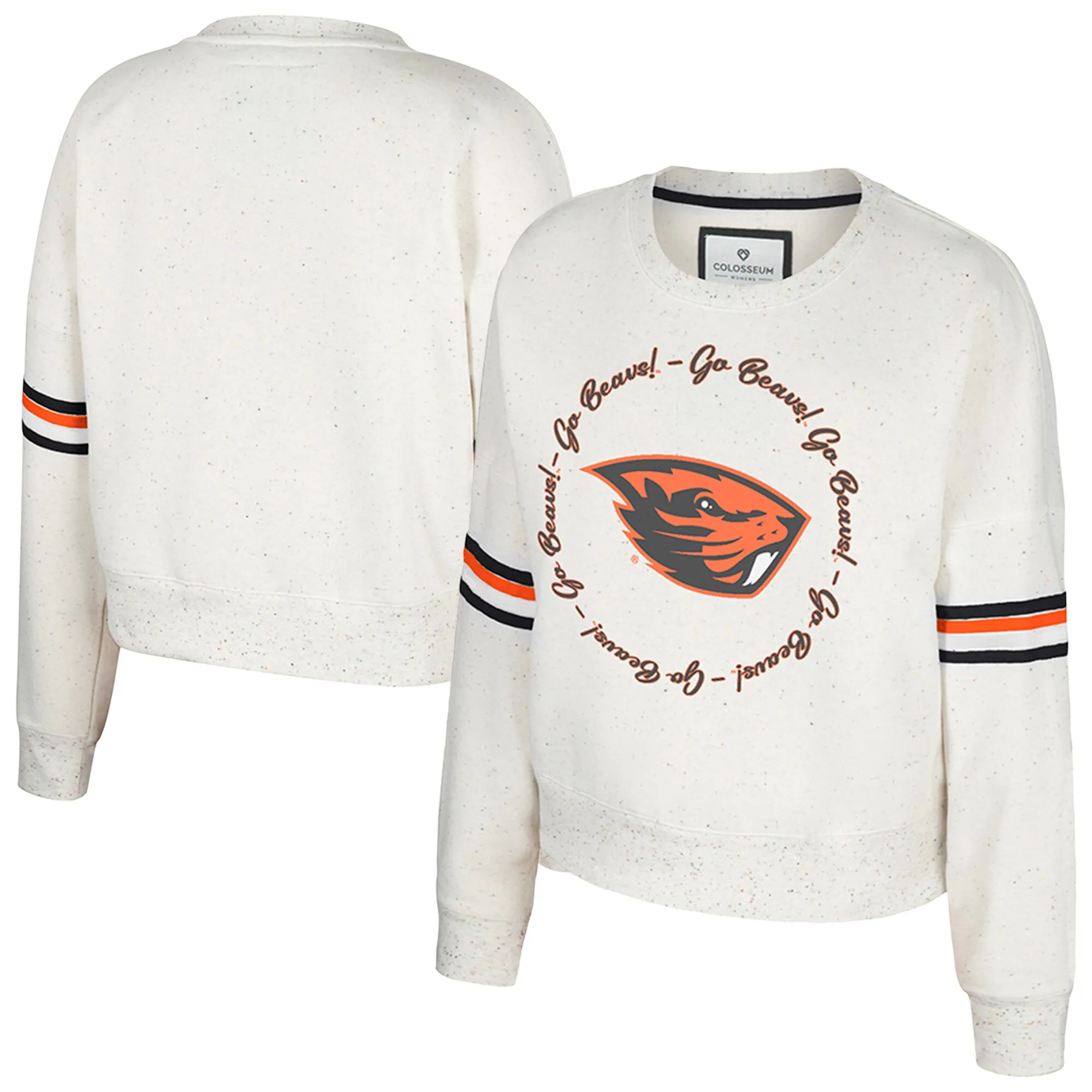 Colosseum Oregon State Beavers Women's Natural Novelist Speckle Fleece Pullover Sweatshirt