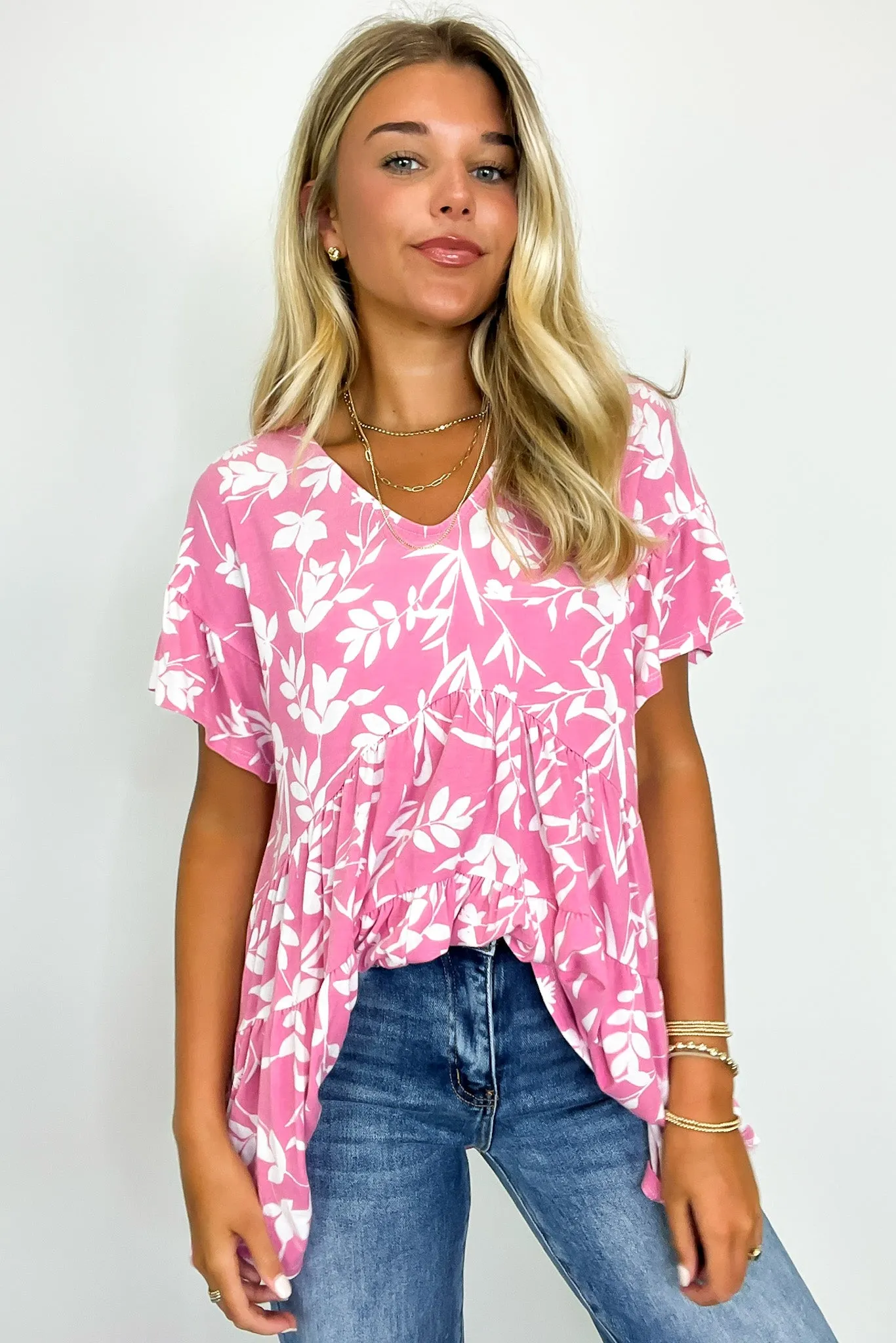 Darling Life Floral Tiered Babydoll Tunic Top