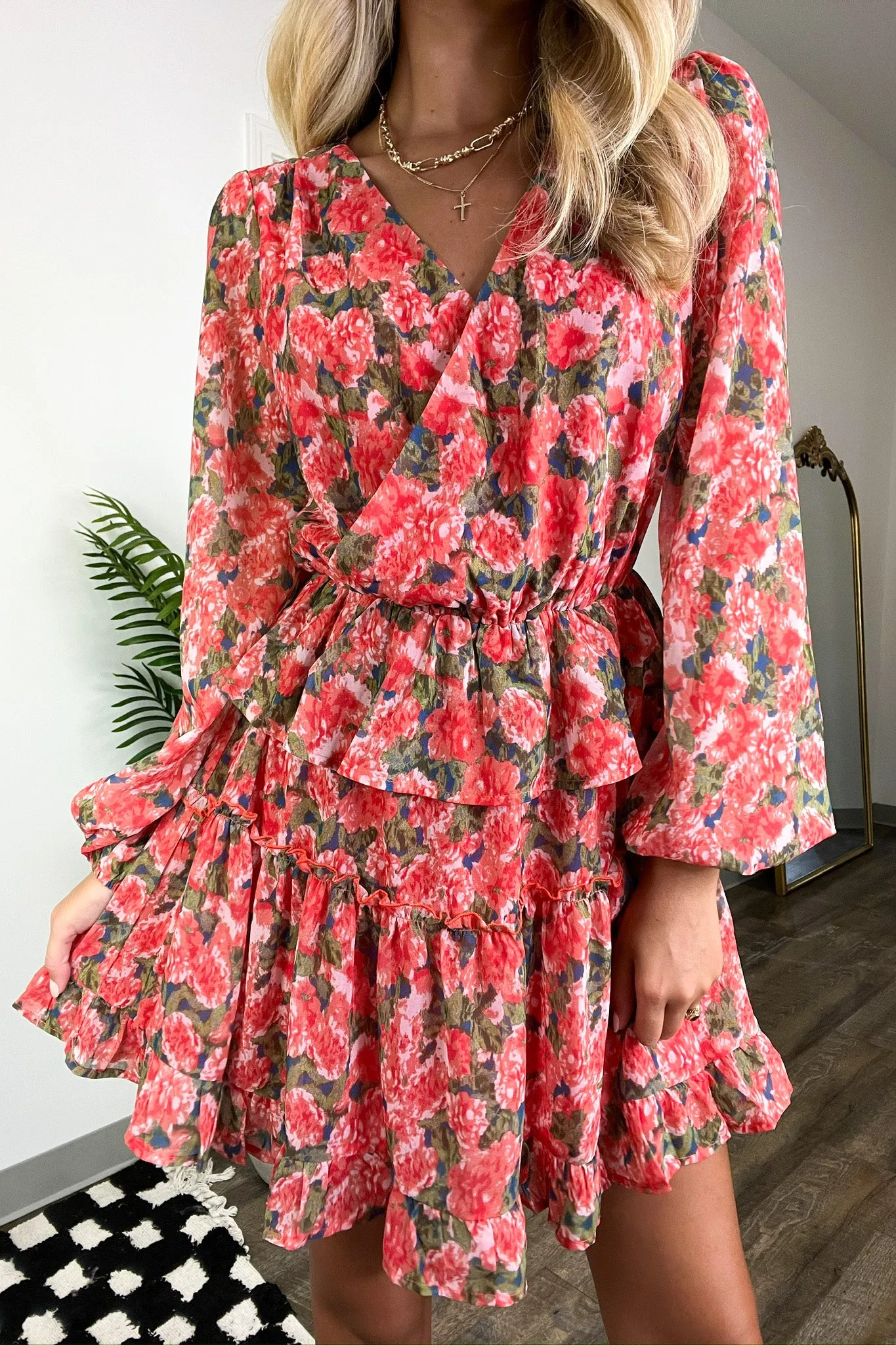 Delightful Affection Floral Ruffle Tiered Dress