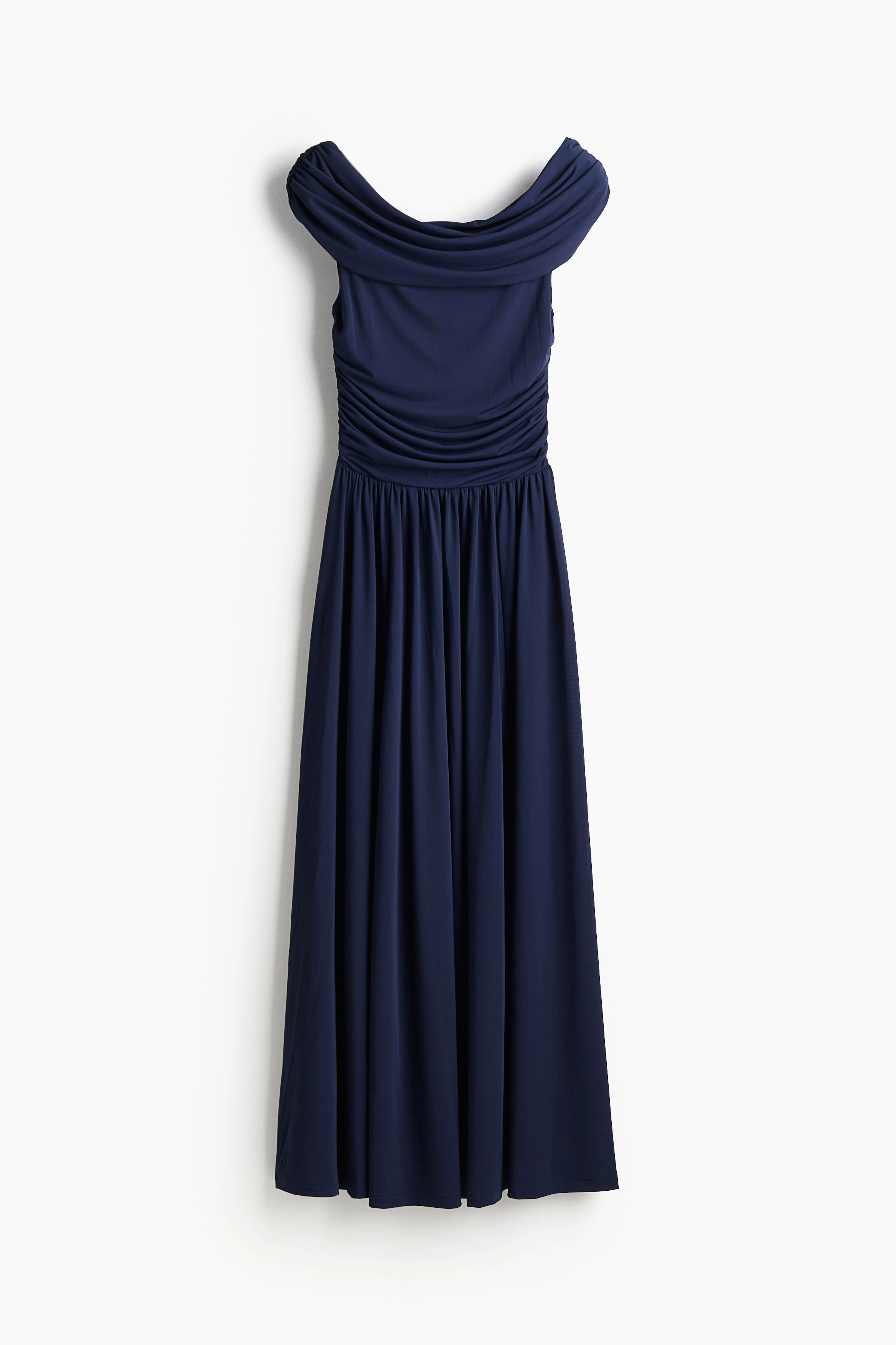 Draped off-the-shoulder dress - Sleeveless - Midi - Navy blue - Ladies | H&M GB