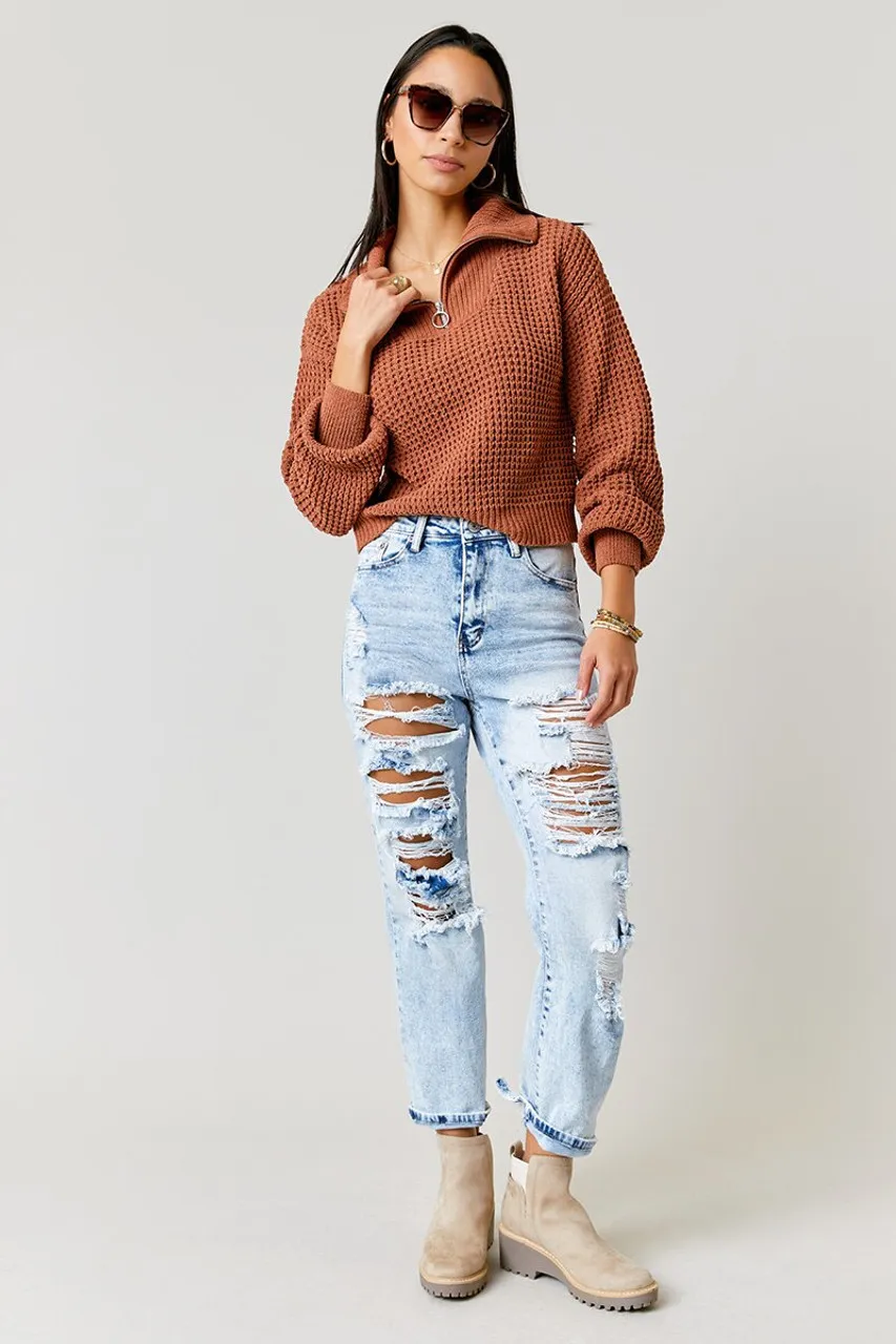 Edith Waffle Pullover Sweater