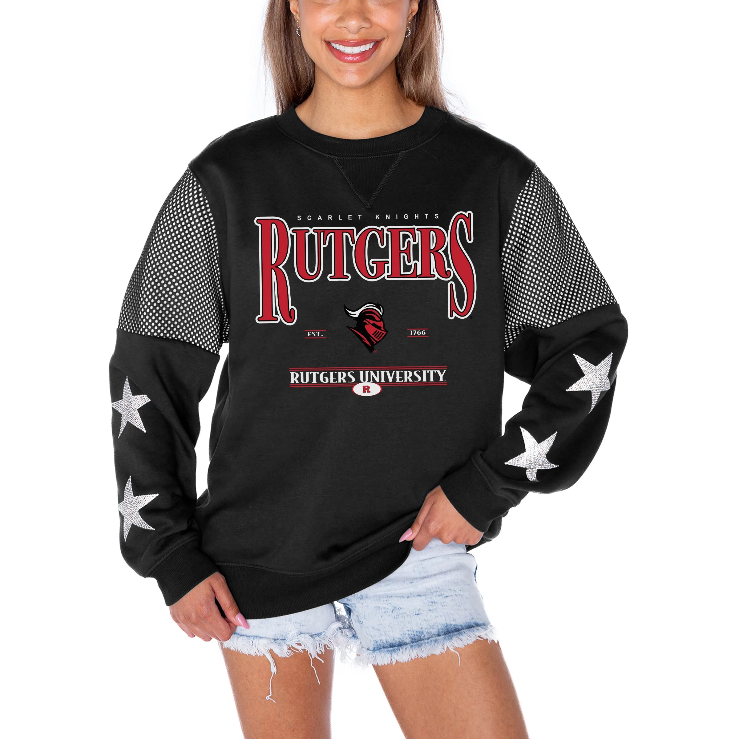 Gameday Couture Rutgers Scarlet Knights Women's Black Shining Spirit Fleece Pullover Sweatshirt