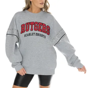 Gameday Couture Rutgers Scarlet Knights Women's Heather Gray Competitive Edge Oversized Fleece Pullover Sweatshirt