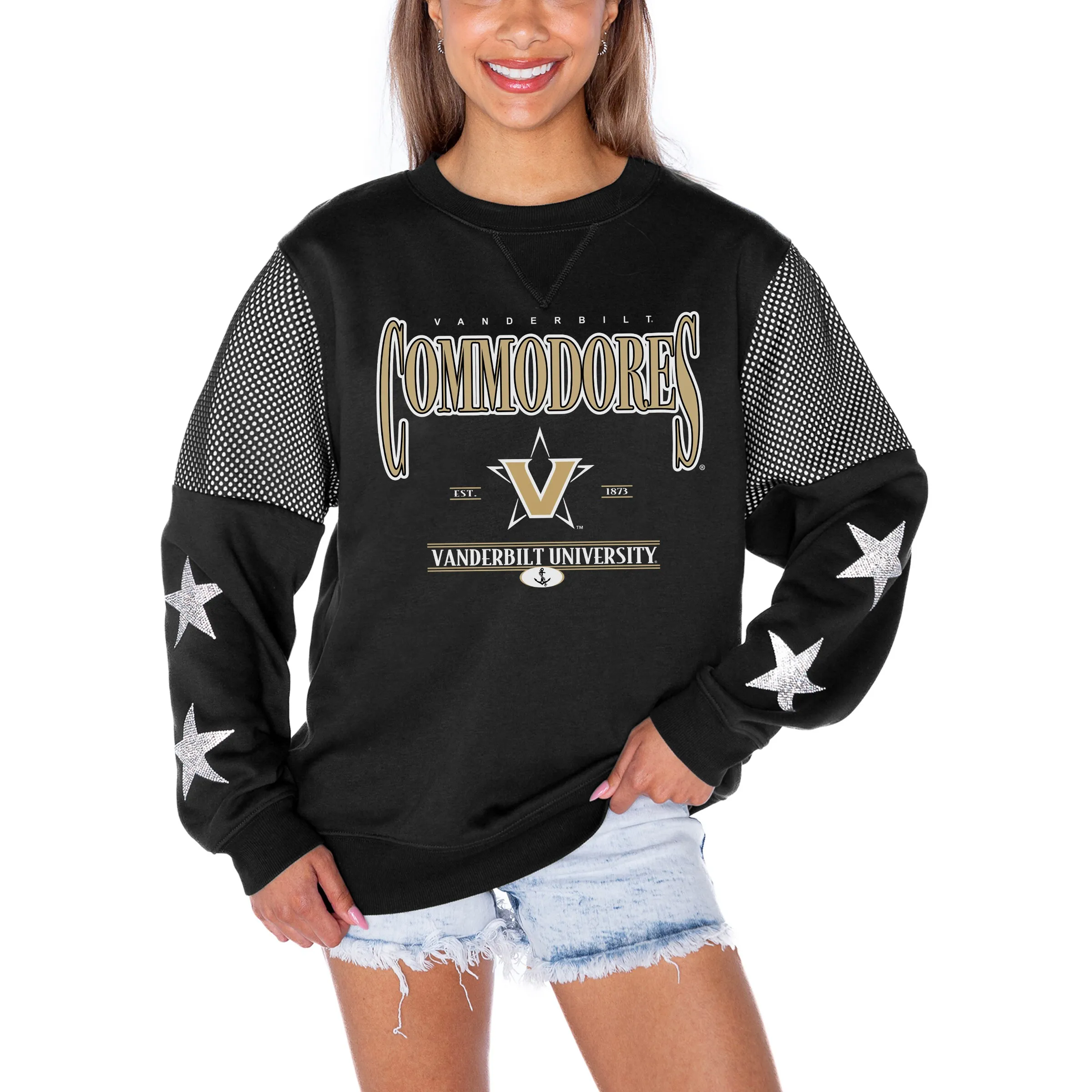 Gameday Couture Vanderbilt Commodores Women's Black Shining Spirit Fleece Pullover Sweatshirt