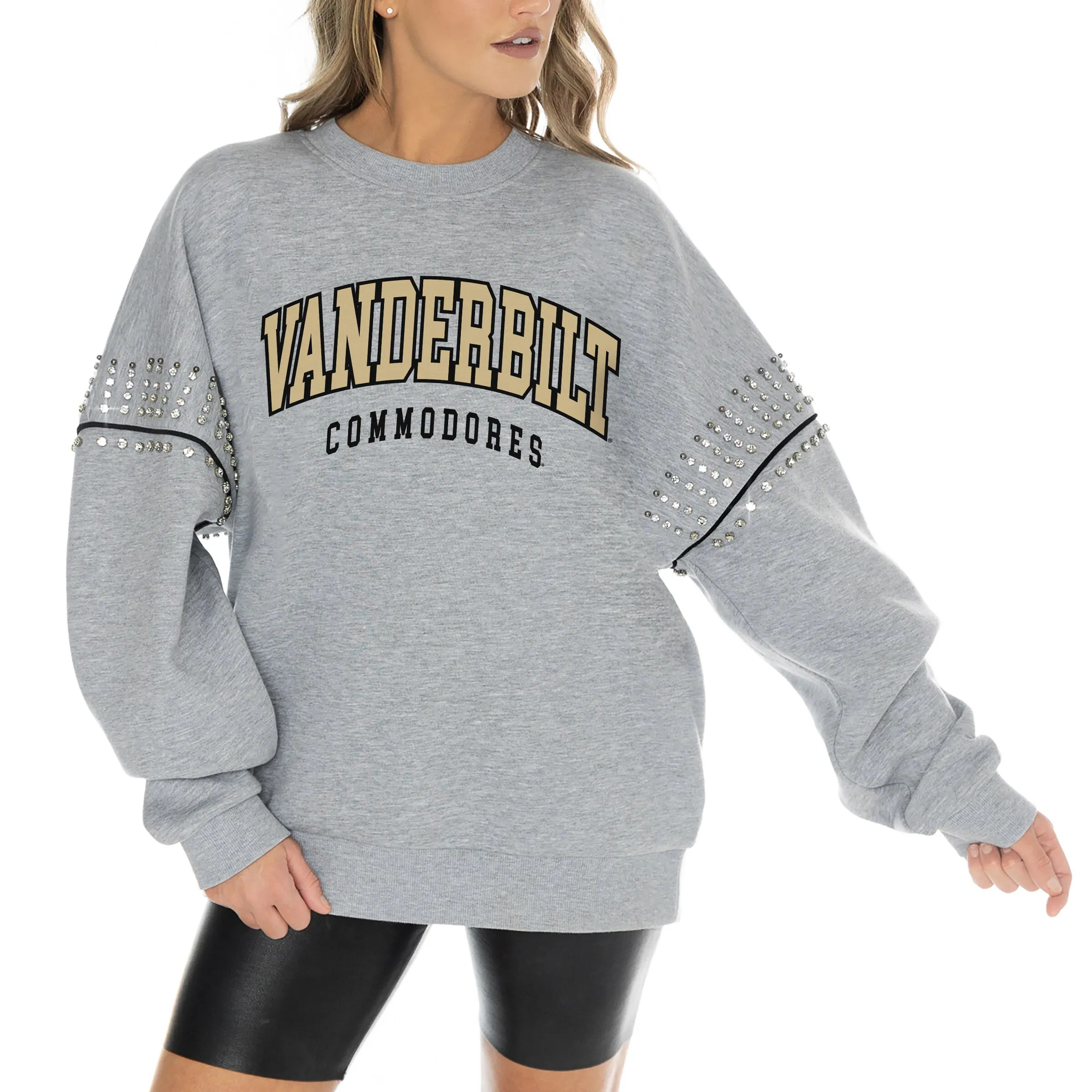 Gameday Couture Vanderbilt Commodores Women's Heather Gray Competitive Edge Oversized Fleece Pullover Sweatshirt