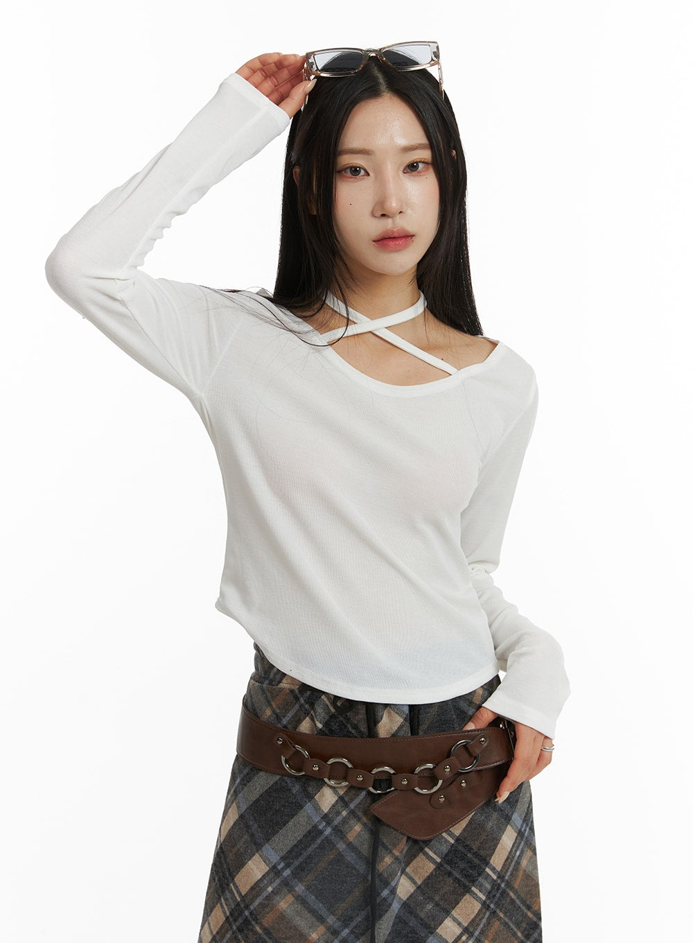 Halter Neck Long Sleeve Top CF401