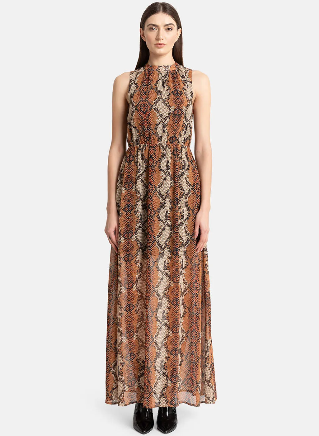 Halter Neck Printed Maxi Dress