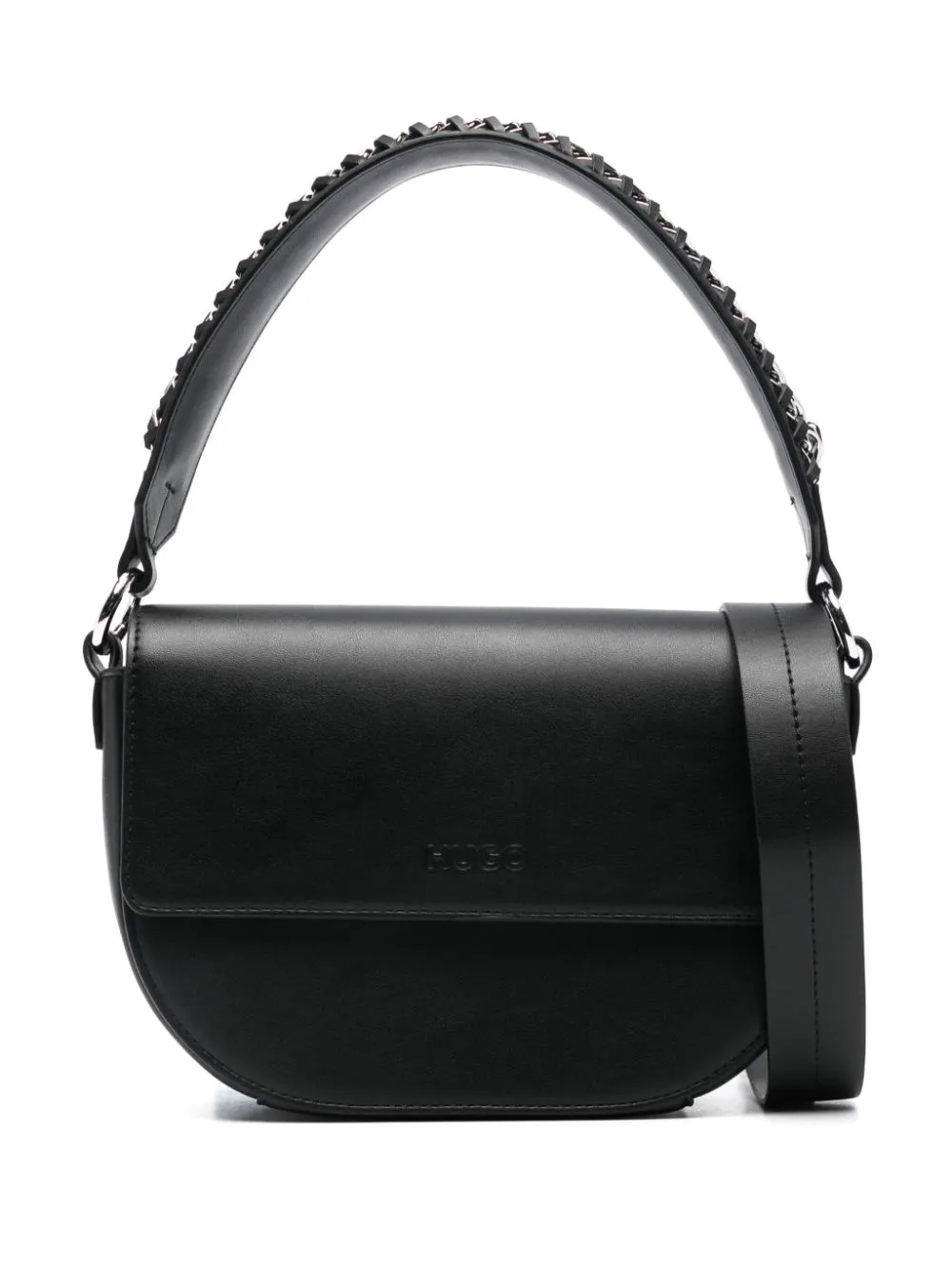 HUGO chain-trim faux-leather shoulder bag - Black