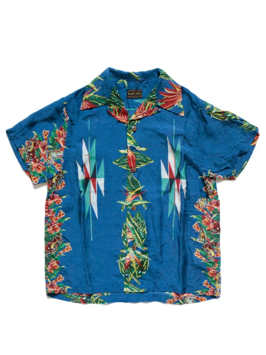 Kapital Silk rayon hibiscus ortega pt aloha shirt  (short sleeves)