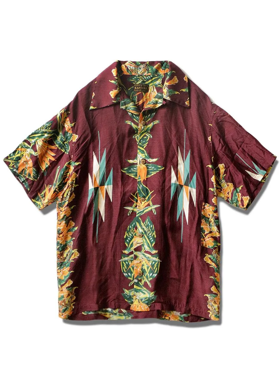 Kapital Silk rayon hibiscus ortega pt aloha shirt  (short sleeves)