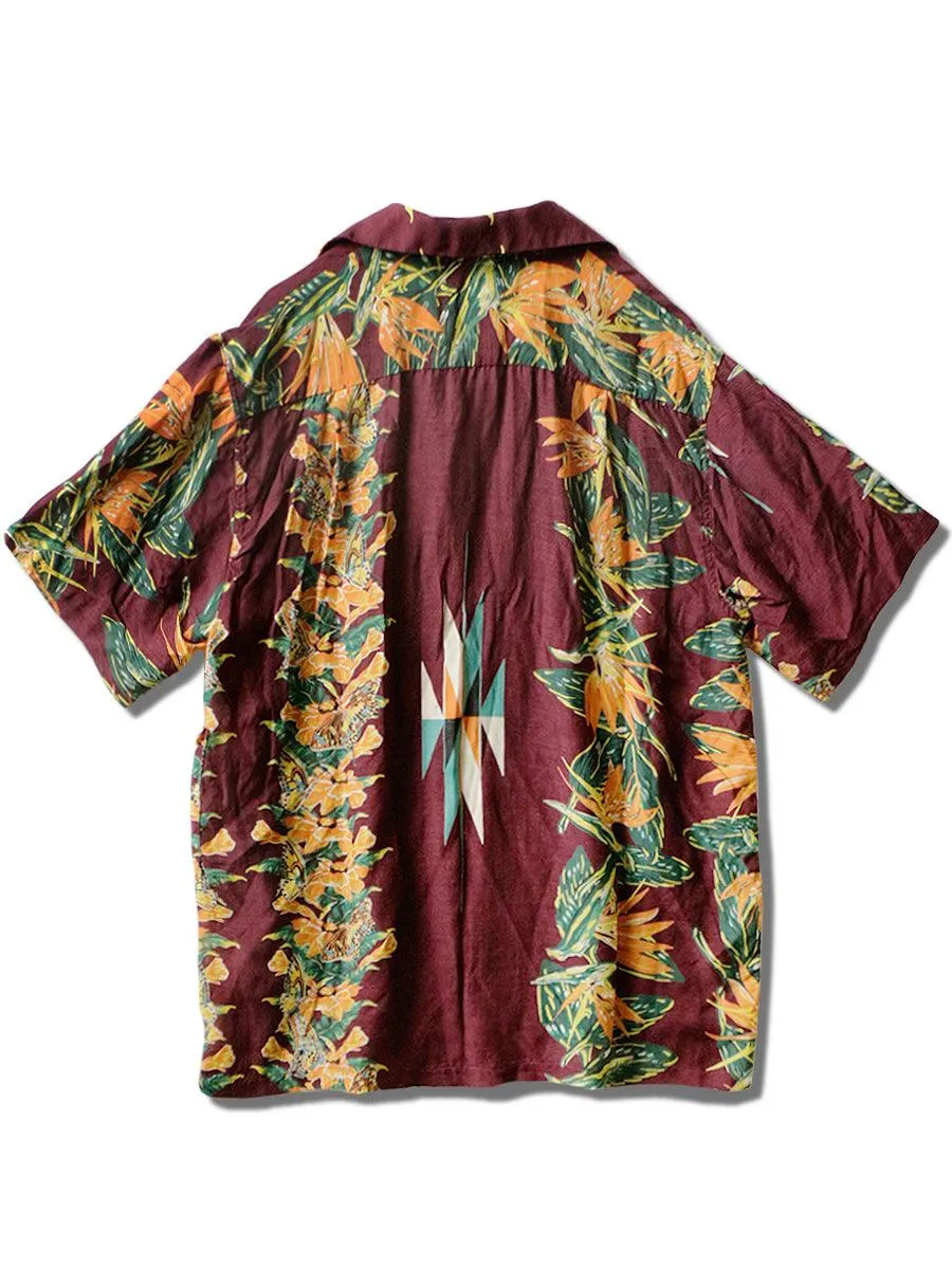 Kapital Silk rayon hibiscus ortega pt aloha shirt  (short sleeves)