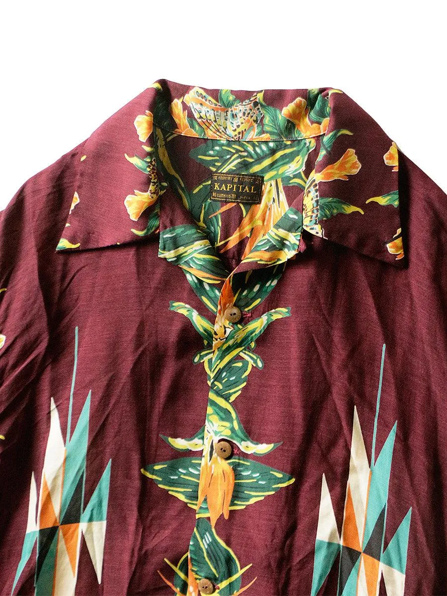 Kapital Silk rayon hibiscus ortega pt aloha shirt  (short sleeves)