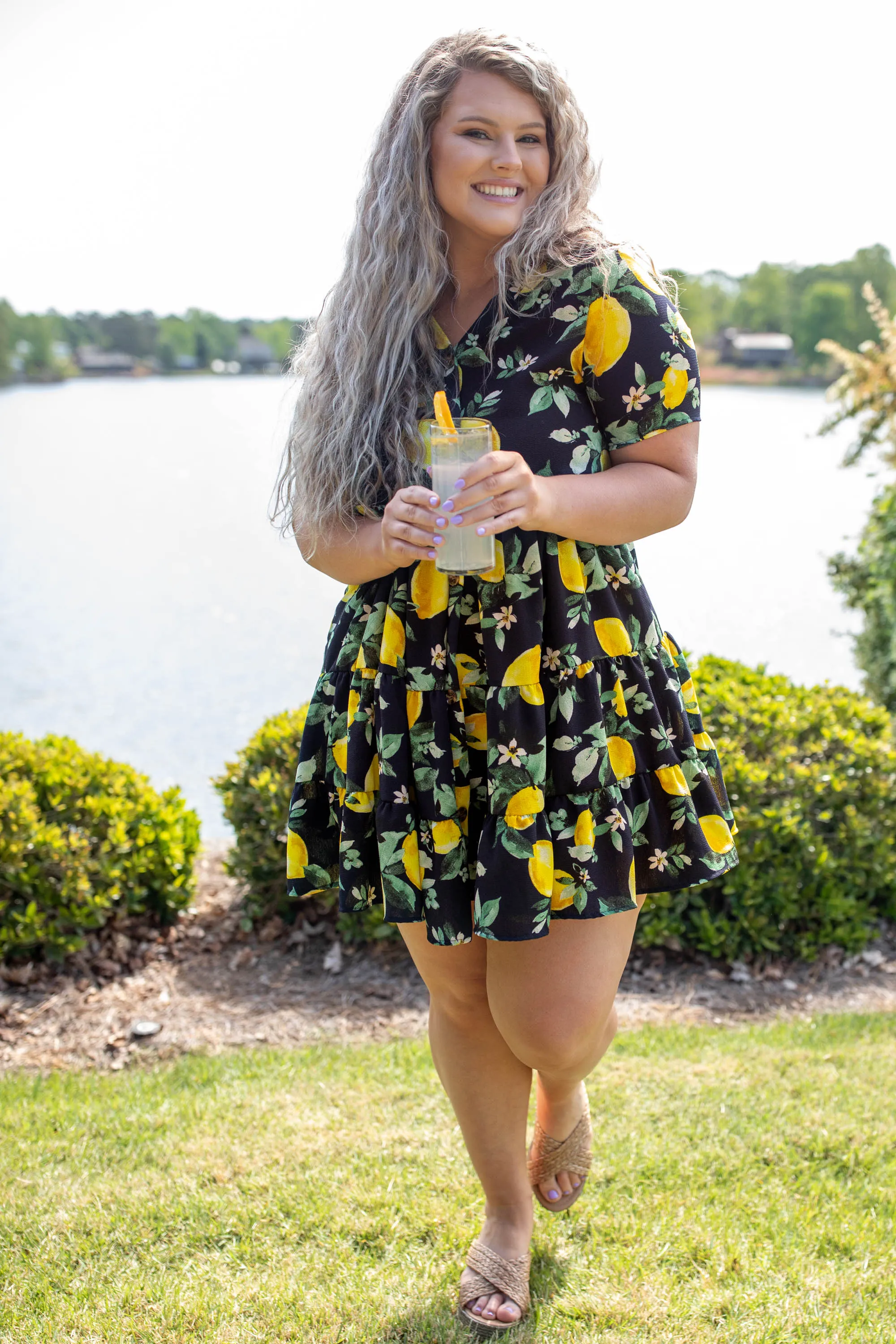 Lemondrop Dress, Navy-Yellow