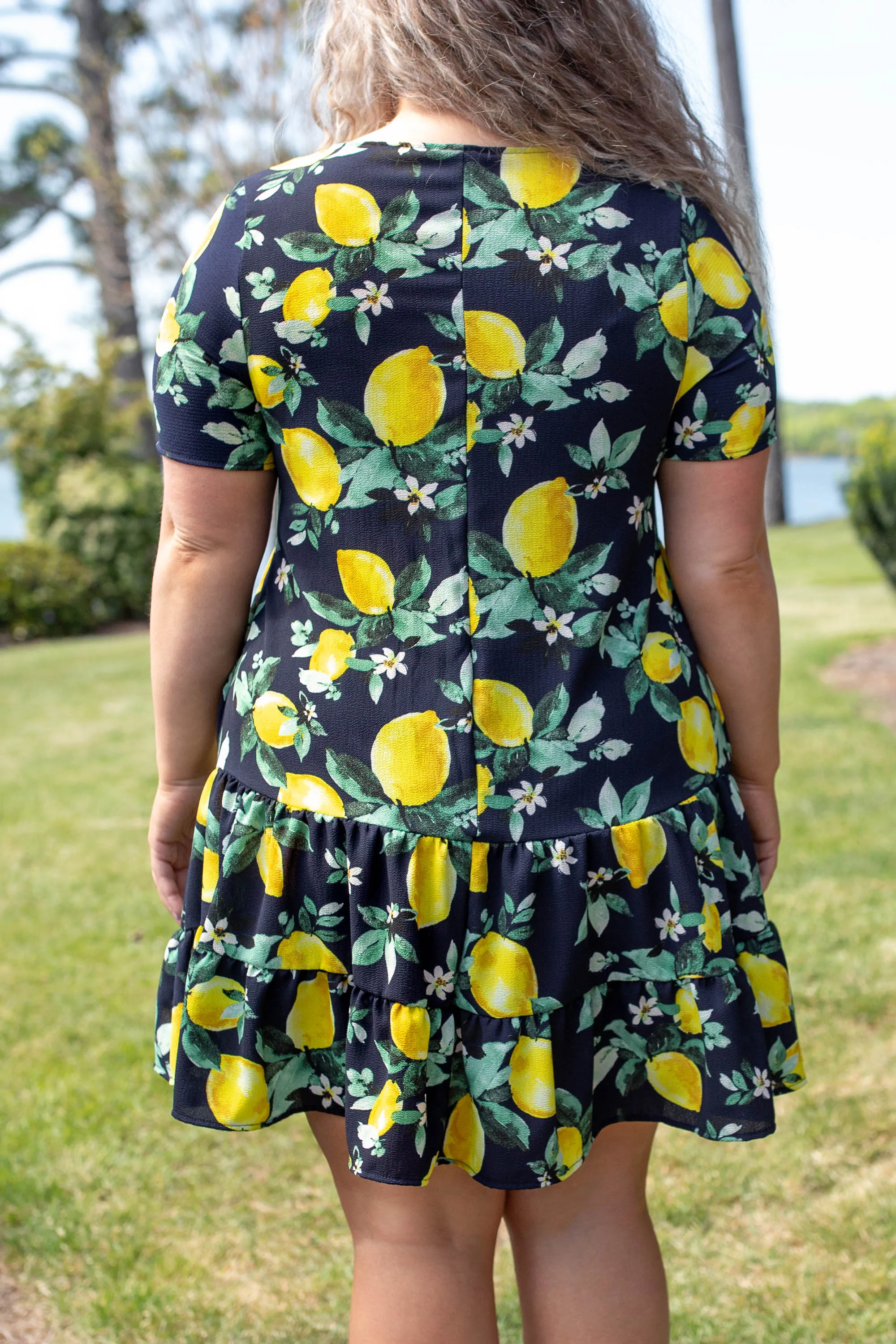 Lemondrop Dress, Navy-Yellow