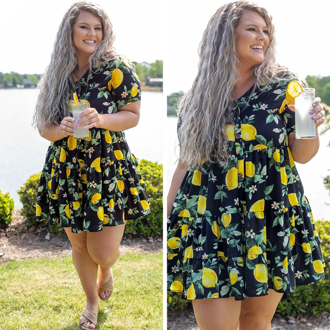 Lemondrop Dress, Navy-Yellow