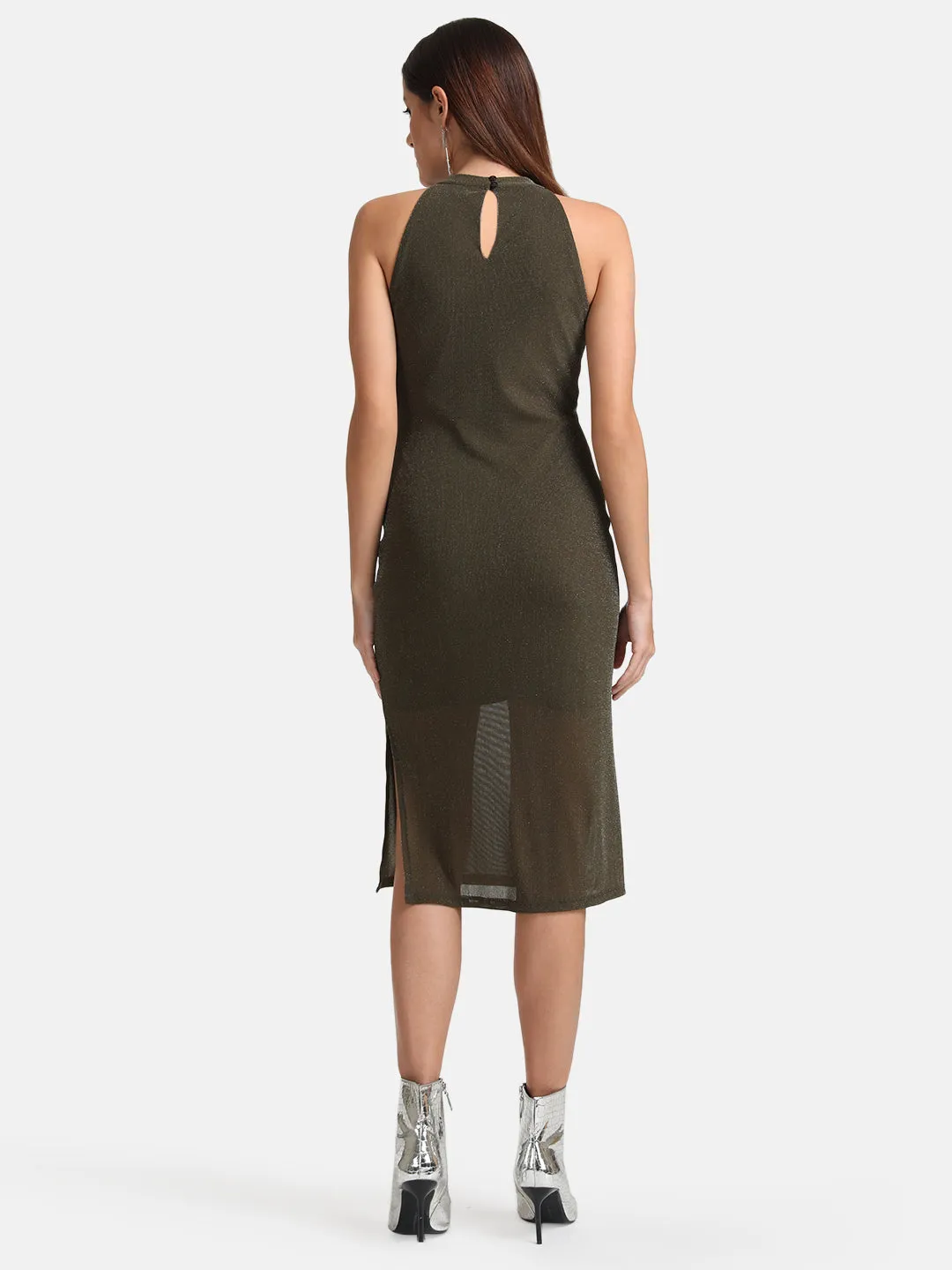 Lurex Halter Neck Midi Dress