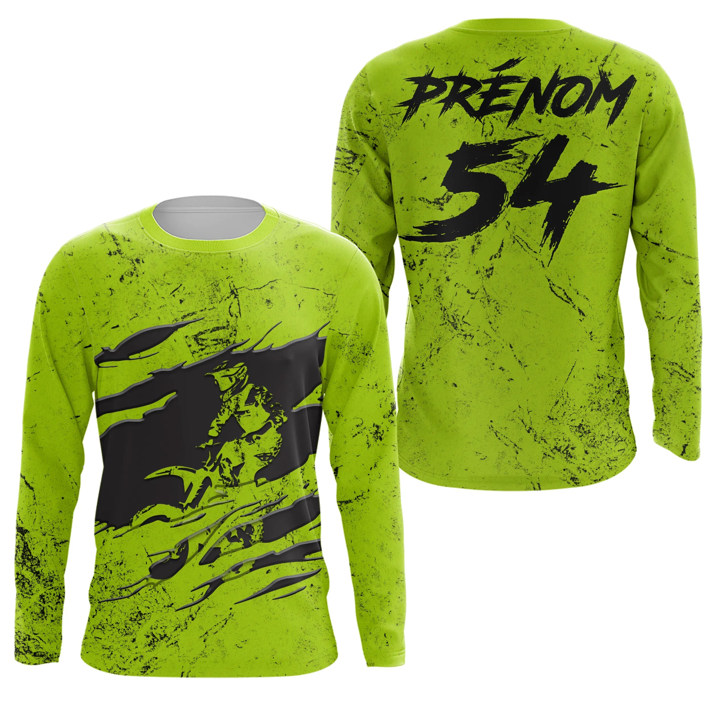 Maillot Cross Personnalisé Protection UV Vert, Cadeau Idéal Pilote MX, T-shirt Moto Passion - CT21122202