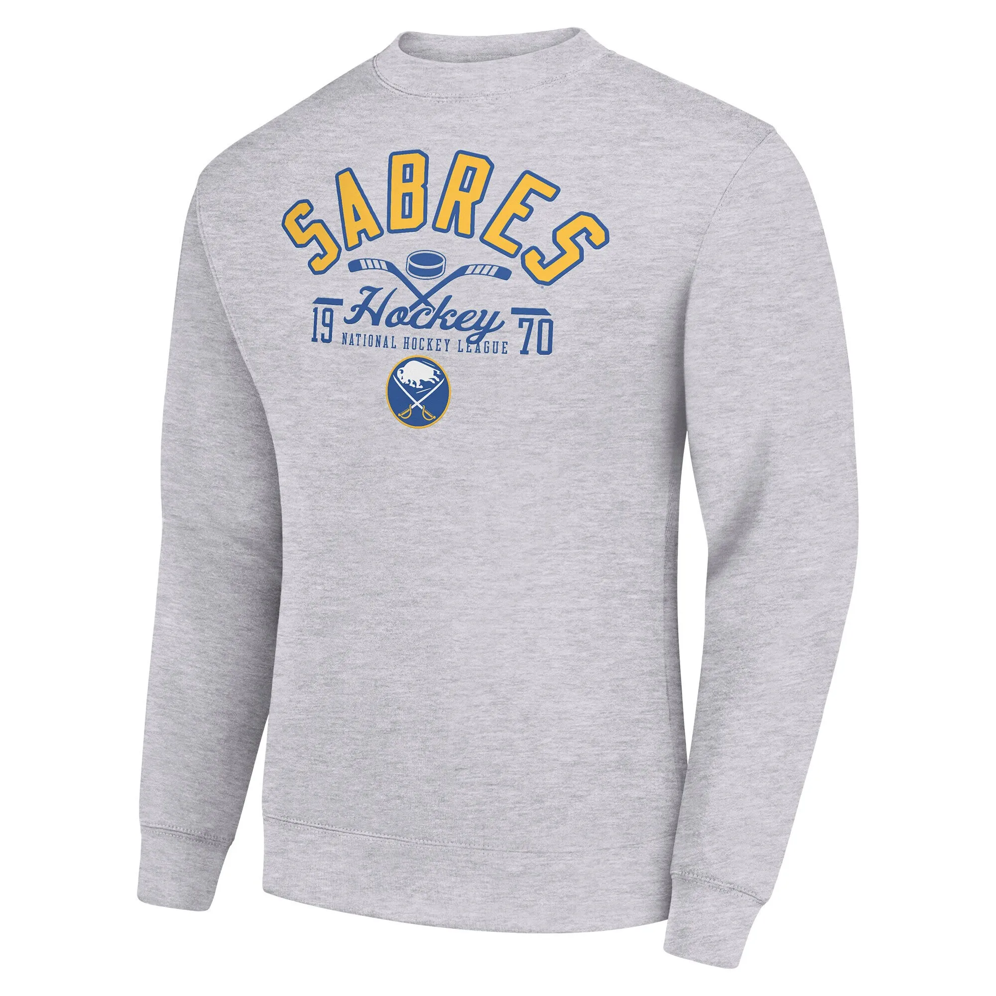 Men's Buffalo Sabres Starter Heather Gray Stick And Puck Logo Fleece Pullover Sweatshirt