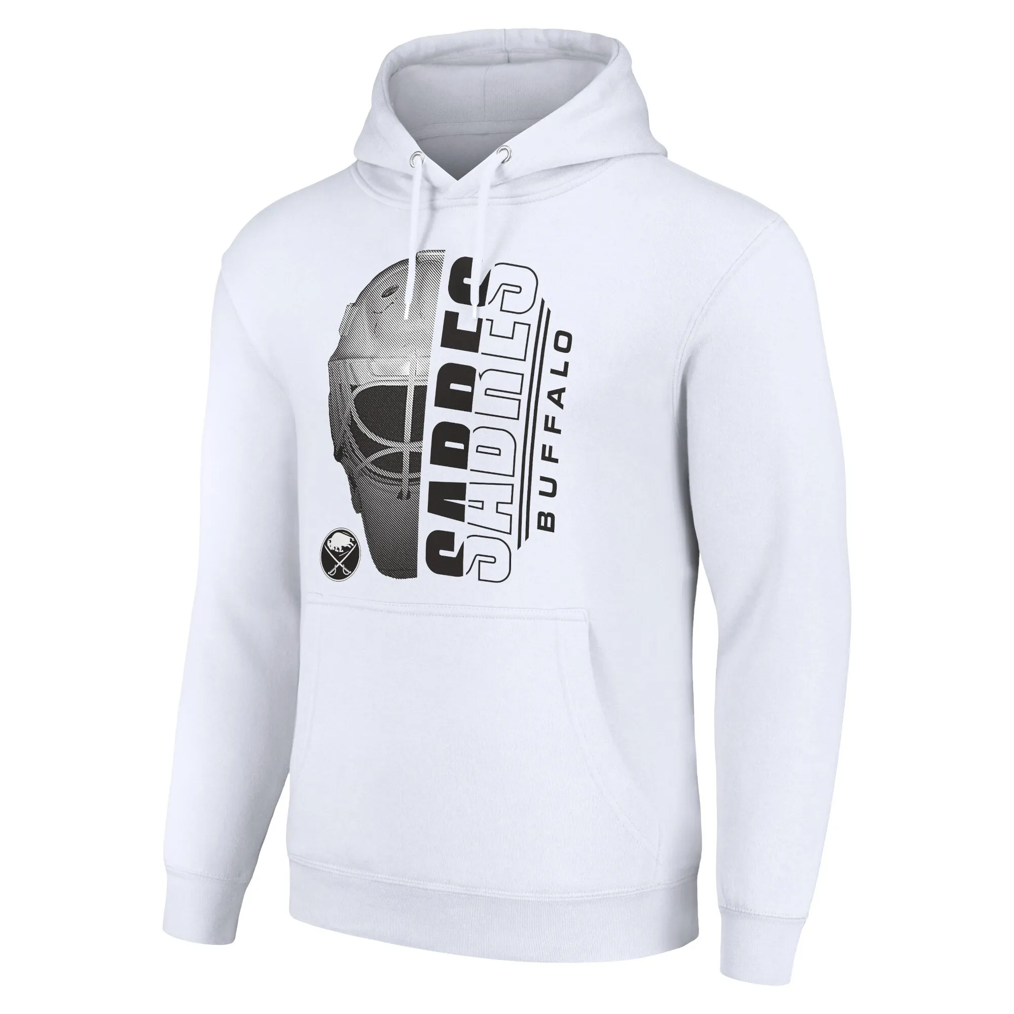 Men's Buffalo Sabres Starter White Half Helmet Fleece Pullover Hoodie