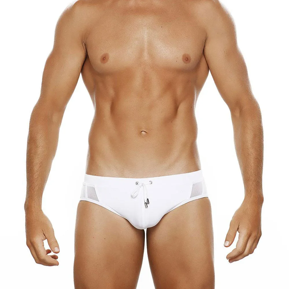 Men's Sexy Solid Pattern Hollow Out Translucent Swimwear Briefs