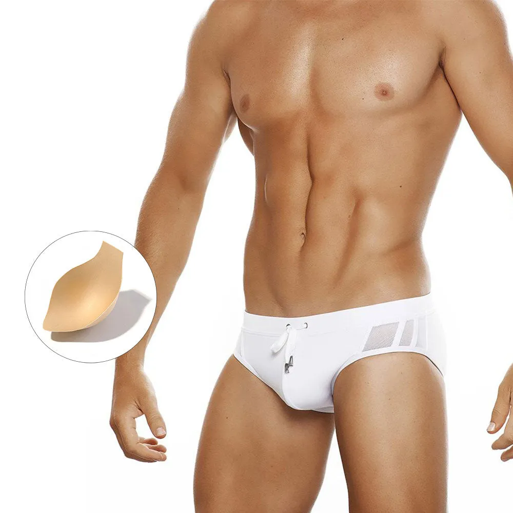 Men's Sexy Solid Pattern Hollow Out Translucent Swimwear Briefs