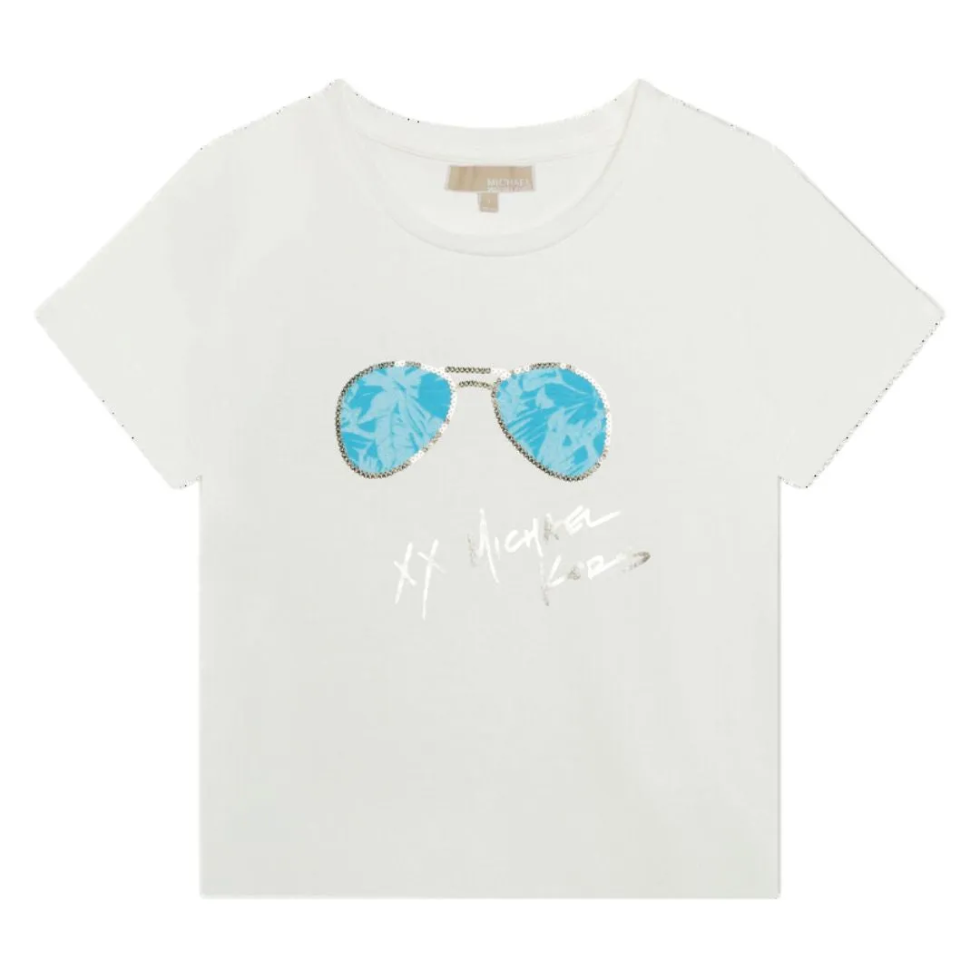 Michael Kors Short Sleeves T-Shirt Sunglasses Logo White