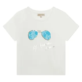 Michael Kors Short Sleeves T-Shirt Sunglasses Logo White