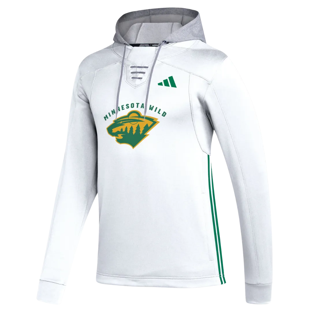 Minnesota Wild adidas White Skate Lace Pullover Hoodie