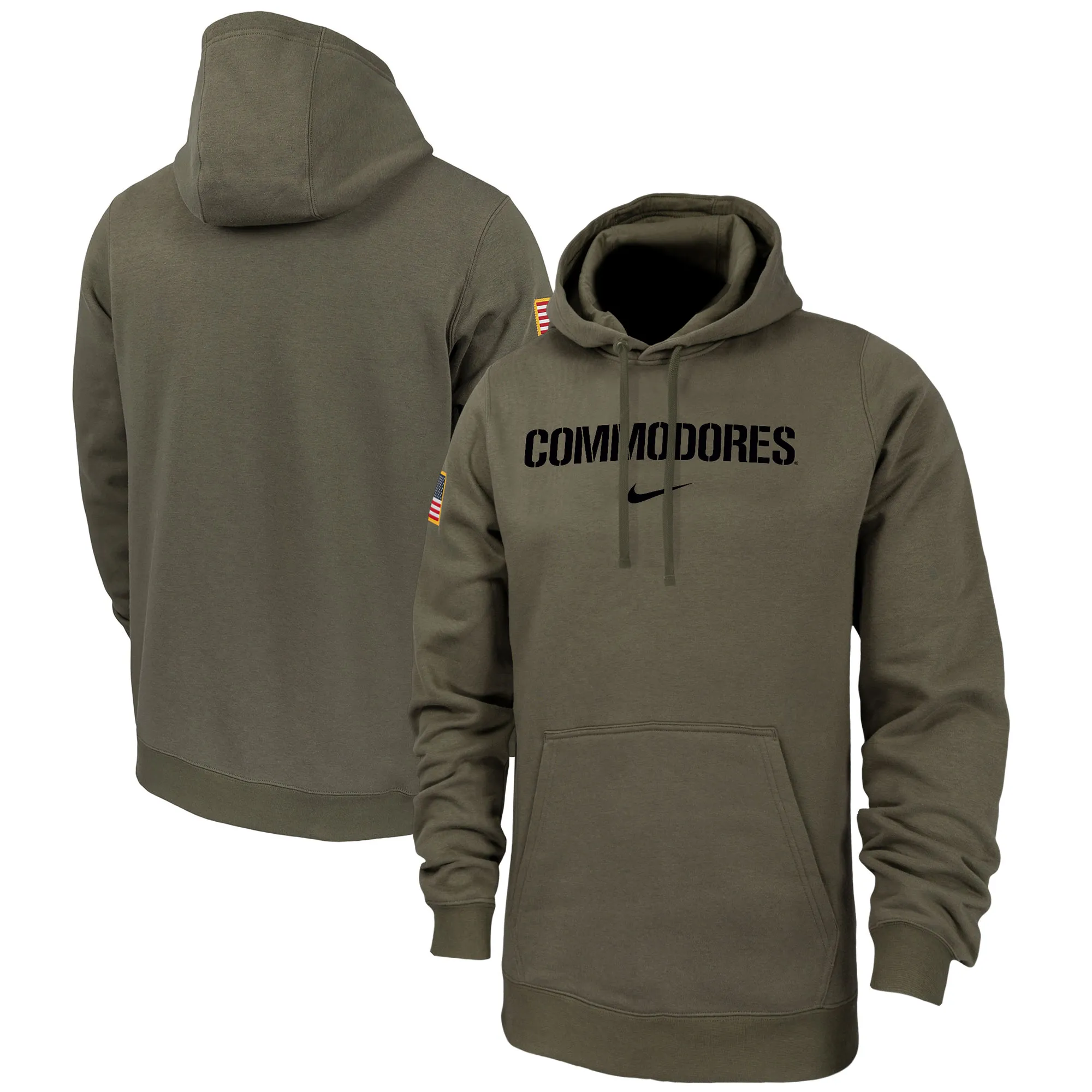 Nike  Vanderbilt Commodores Olive Military Pack Club Fleece Pullover Hoodie