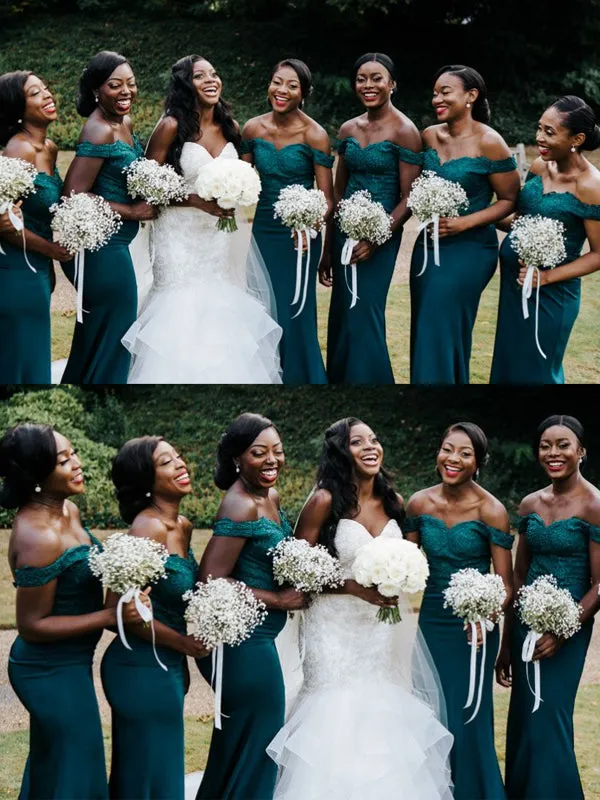 Off-shoulder Mermaid Simple Long Bridesmaid Dresses.DB10826