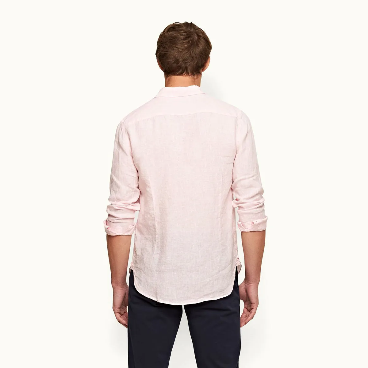 Orlebar Brown - Giles Linen TF Shirt in Pale Pink/White